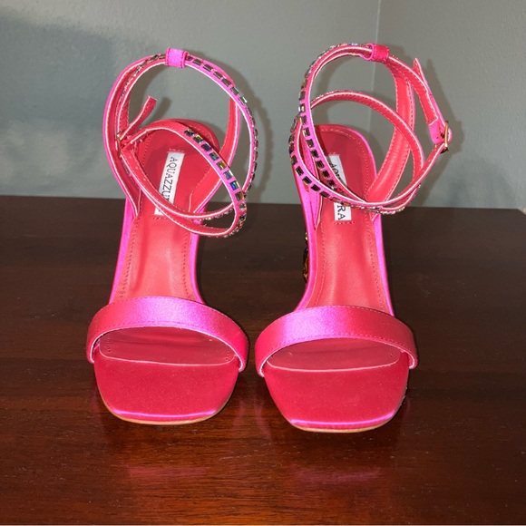 AQUAZZURA Sandals AURA Swarovski Crystals PINK - Sz 36 (US 6) NEW! Made in Italy - Picture 8 of 13